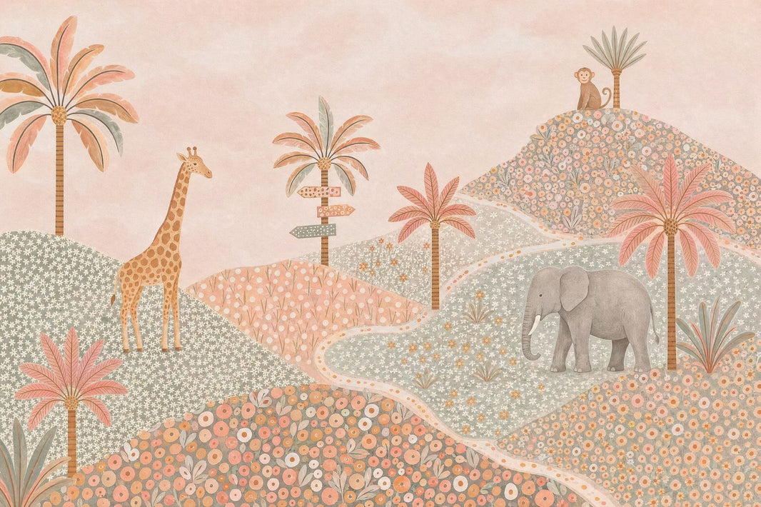 Jungle Vibe Wallpaper Safari Scene Removable Kids Room Wall Decor pattern artwork