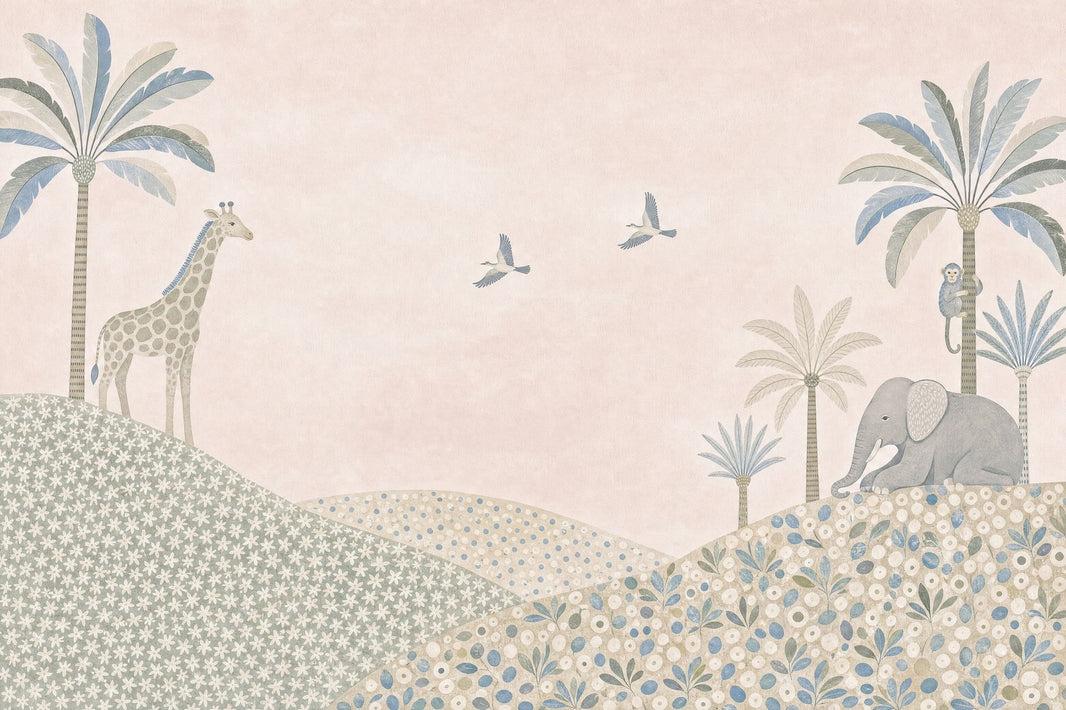Watercolor Texture Wallpaper Soft Pastel Safari Nursery Wall Mural pattern artwork