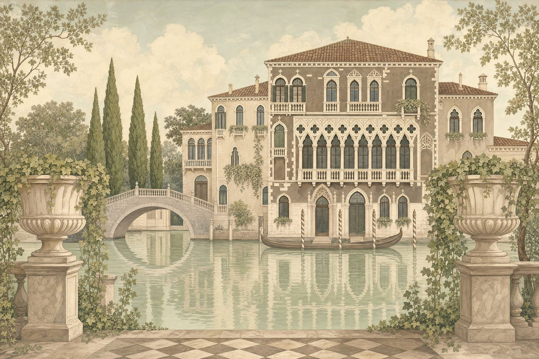 Venetian Canal Wallpaper Palazzo Gondola Removable Wall Decor pattern artwork