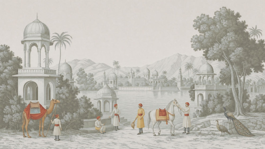 Indian Palace Wallpaper Domed Pavilions Landscape Mural Wall Mural pattern artwork