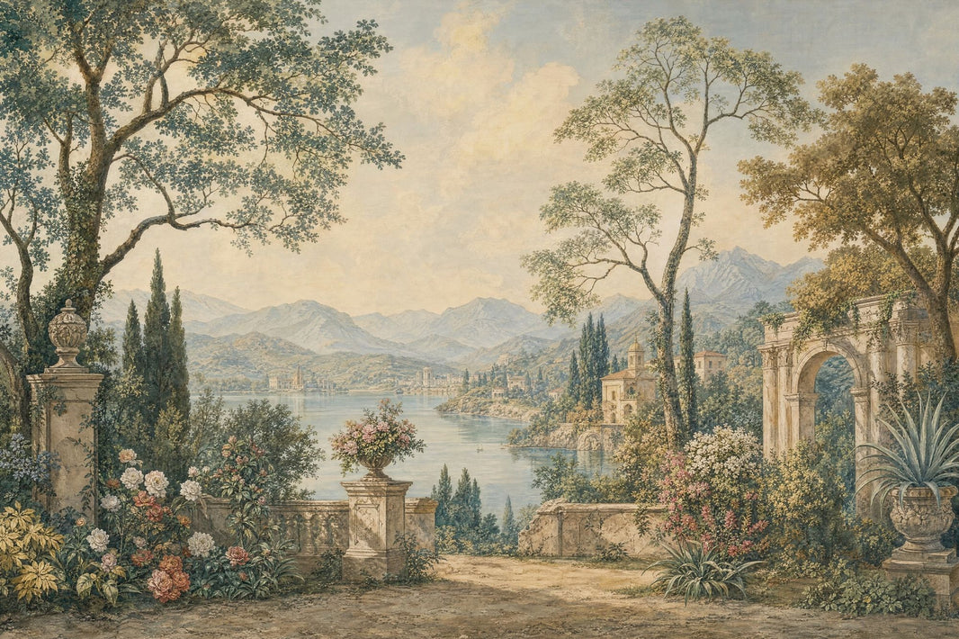 Italian Lake Wallpaper Mediterranean Removable Classical Garden Wall Decor pattern artwork