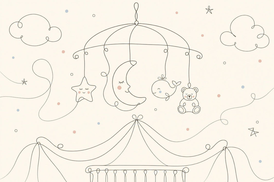 Nursery Wallpaper Baby Mobile Removable Moon And Star Wall Decor pattern artwork