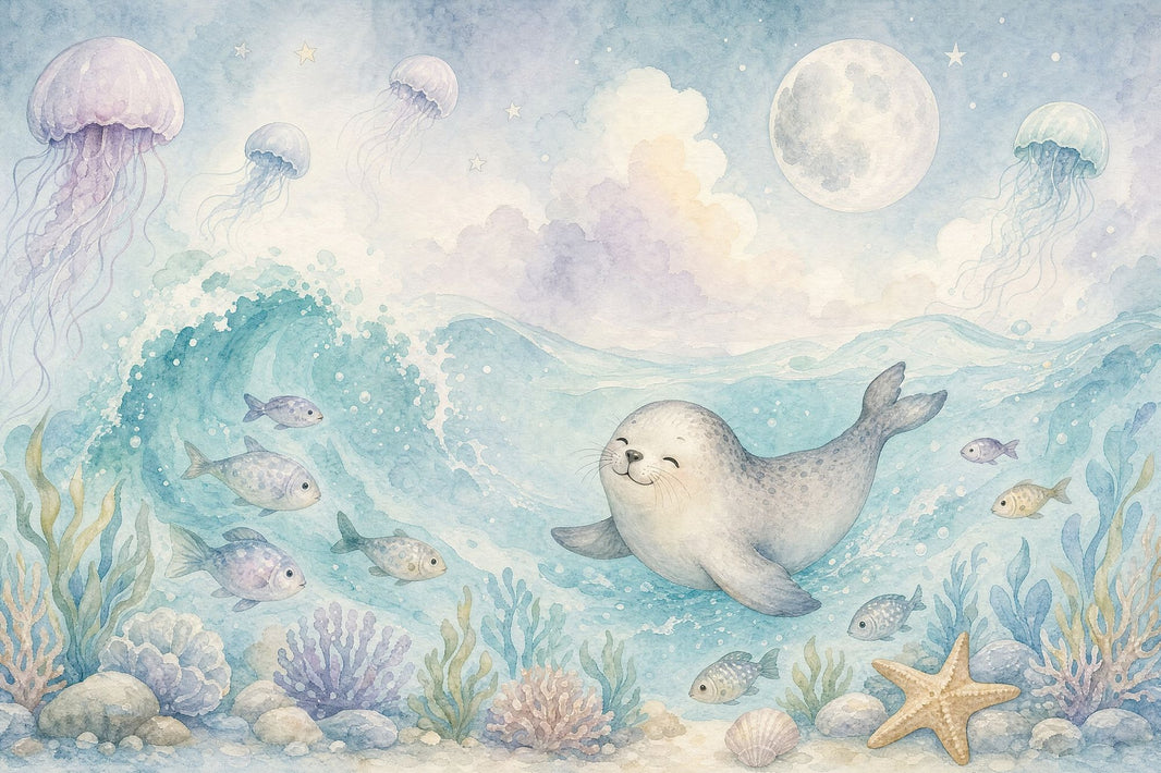 Seal Wallpaper Watercolor Ocean Wall Mural pattern artwork