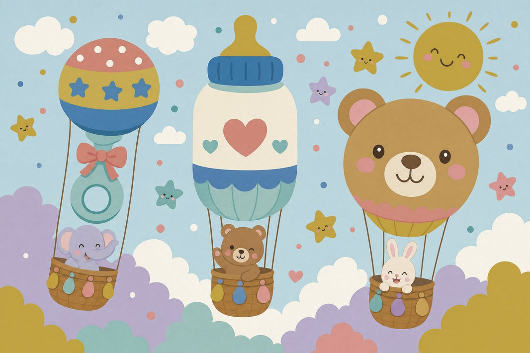 Hot Air Balloons Wallpaper Kids Nursery Removable Wall Decor pattern artwork