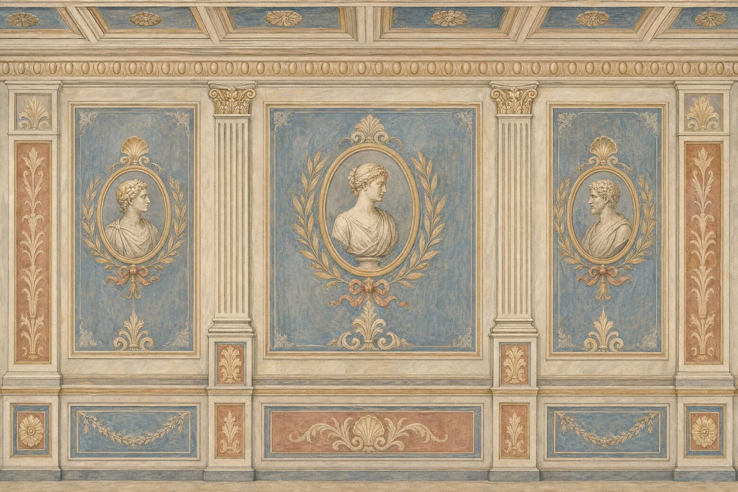 Neoclassical Wallpaper Greek Roman Removable Cameo Busts Wall Decor pattern artwork