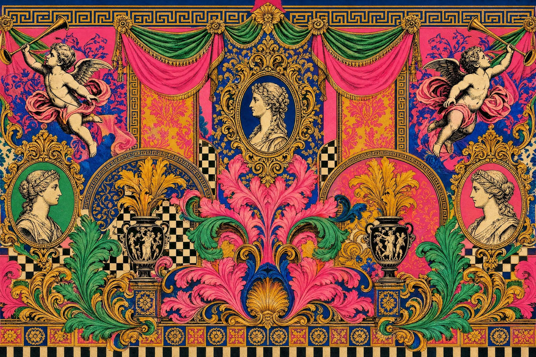 Baroque Wallpaper Neoclassical Removable Greek Key Border Wall Decor pattern artwork