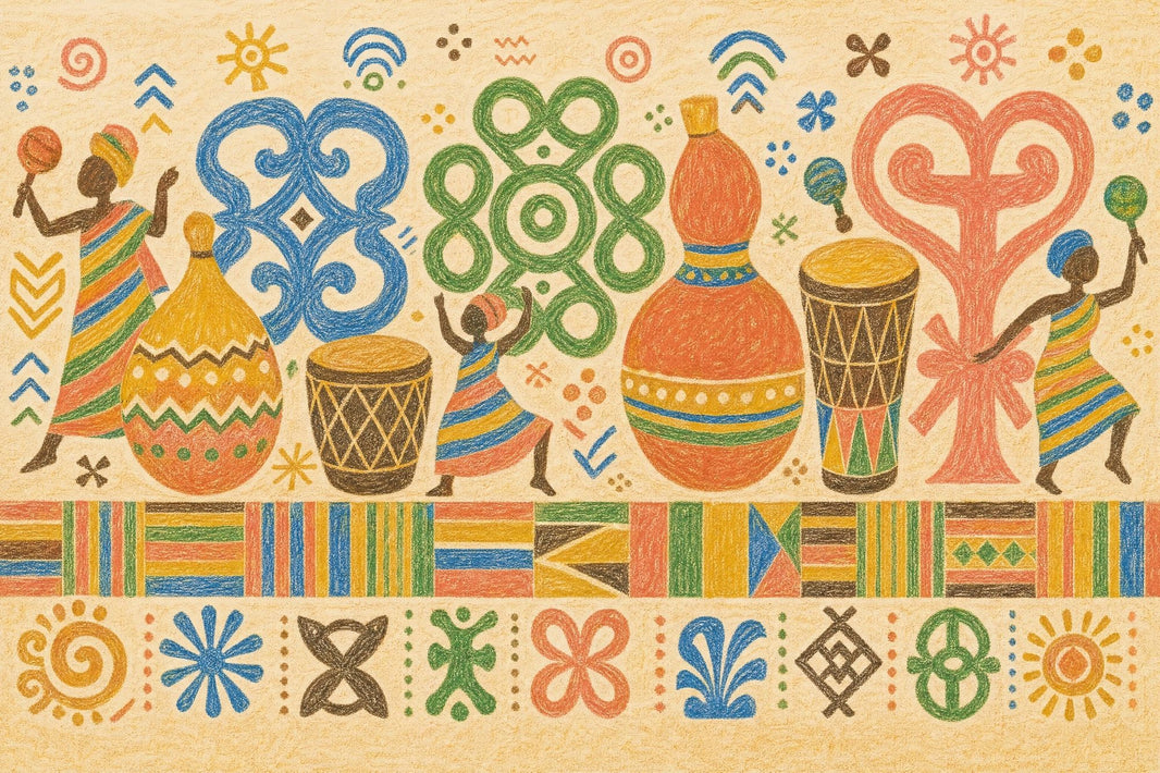 African Folk Art Wallpaper Global Inspired Tribal Motifs Wall Mural pattern artwork