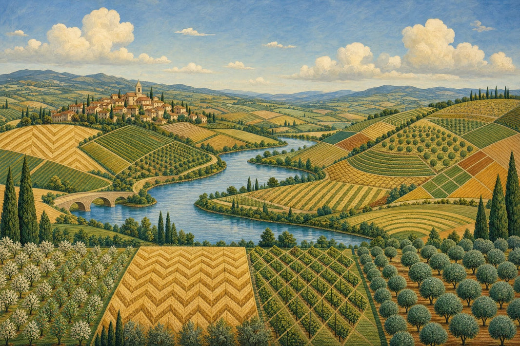 Tuscan Landscape Wallpaper Rolling Hills Patchwork Fields Removable Wall Decor pattern artwork
