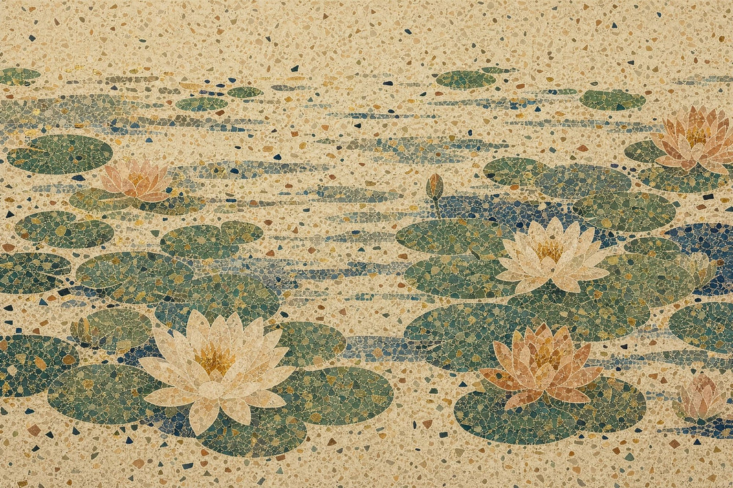 Muted Green Wallpaper Lotus Terrazzo Removable Wall Decor pattern artwork