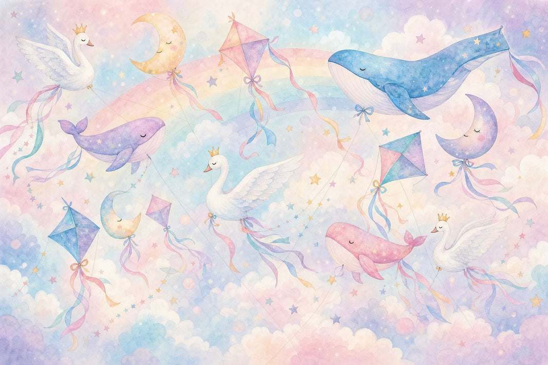 Pastel Sky Wallpaper Watercolor Removable Rainbow Wall Decor pattern artwork