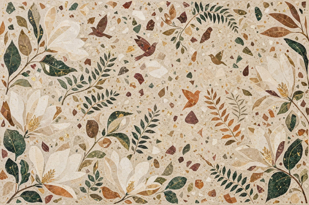 Terrazzo Texture Wallpaper Botanical Removable Floral Wall Decor pattern artwork