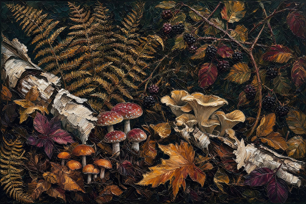 Dark Woodland Wallpaper Forest Floor Autumn Leaves Removable Wall Decor pattern artwork