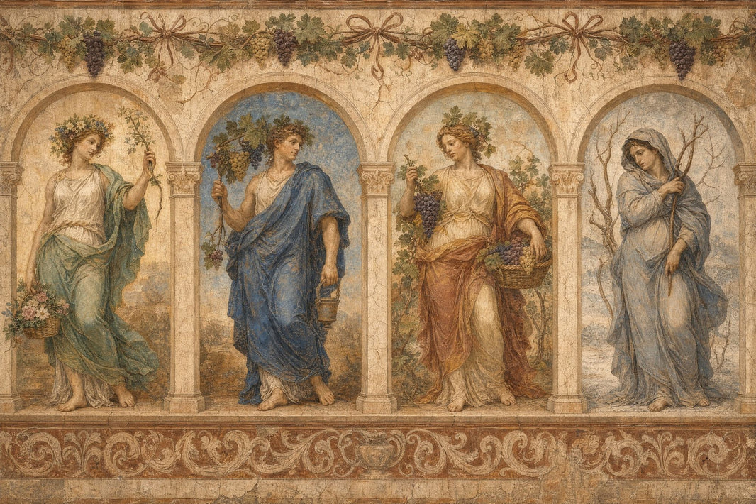 Muted Green Wallpaper Vintage Fresco Wall Mural pattern artwork