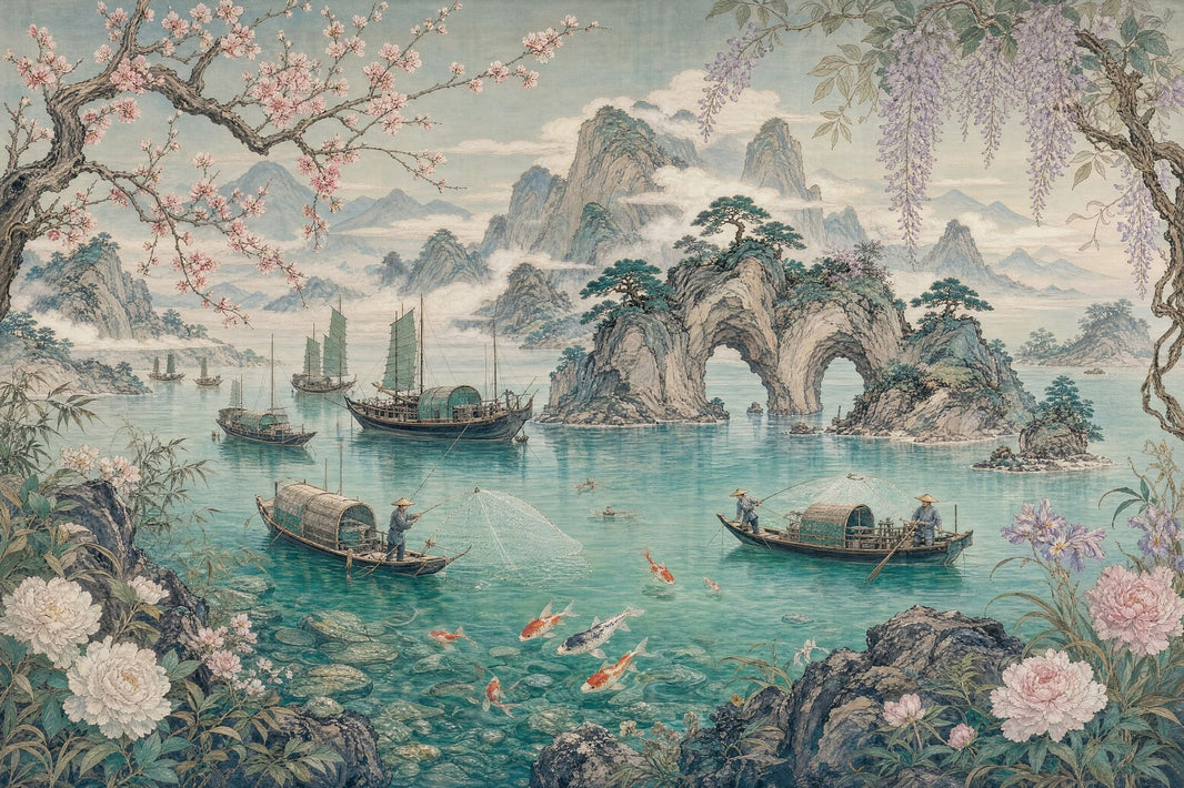 Pink Cherry Wallpaper Blossom Sakura Wall Mural pattern artwork