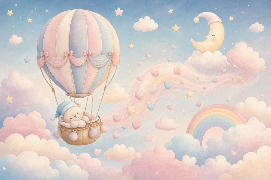 Hot Air Balloon Wallpaper Nursery Removable Bear Wall Decor pattern artwork