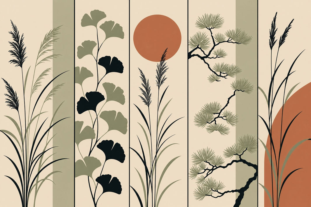 Botanical Wallpaper Minimalist Removable Sage Green Wall Decor pattern artwork