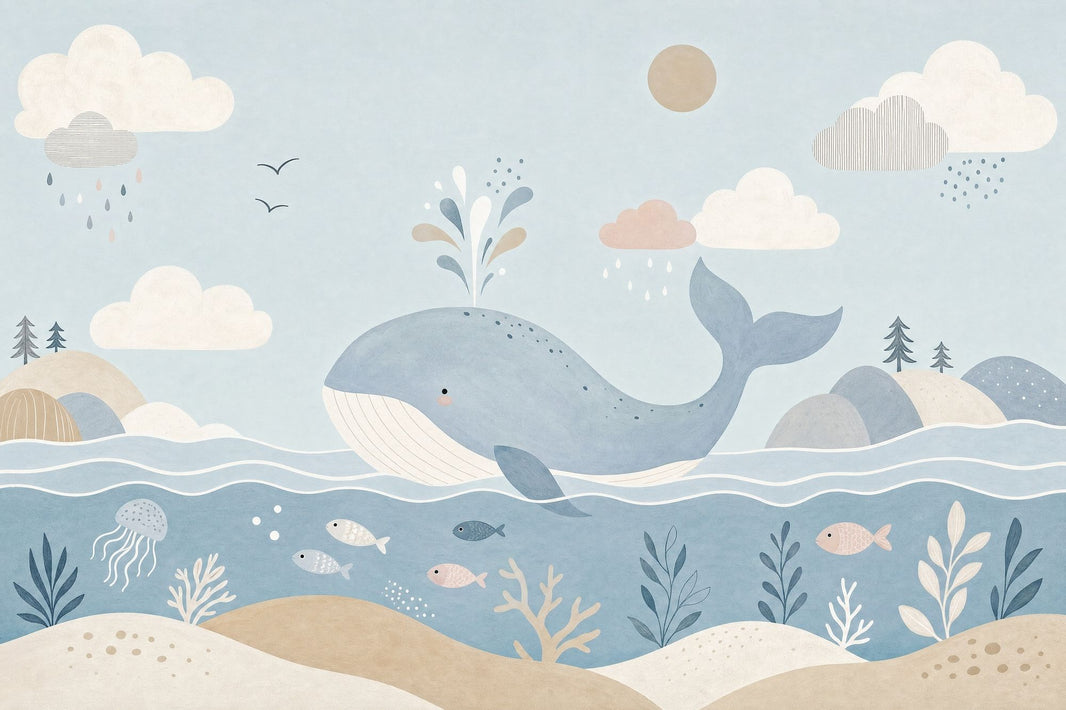 Whale Wallpaper Ocean Removable Underwater Wall Decor pattern artwork
