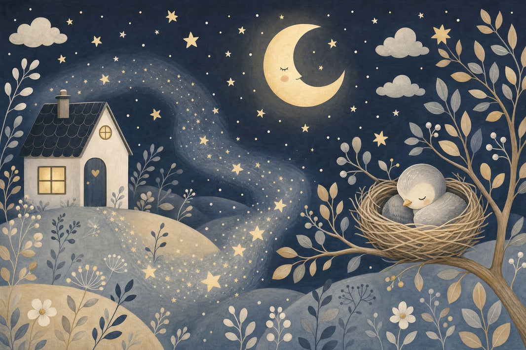 Dark Night Sky Wallpaper Crescent Moon Stars Removable Wall Decor pattern artwork