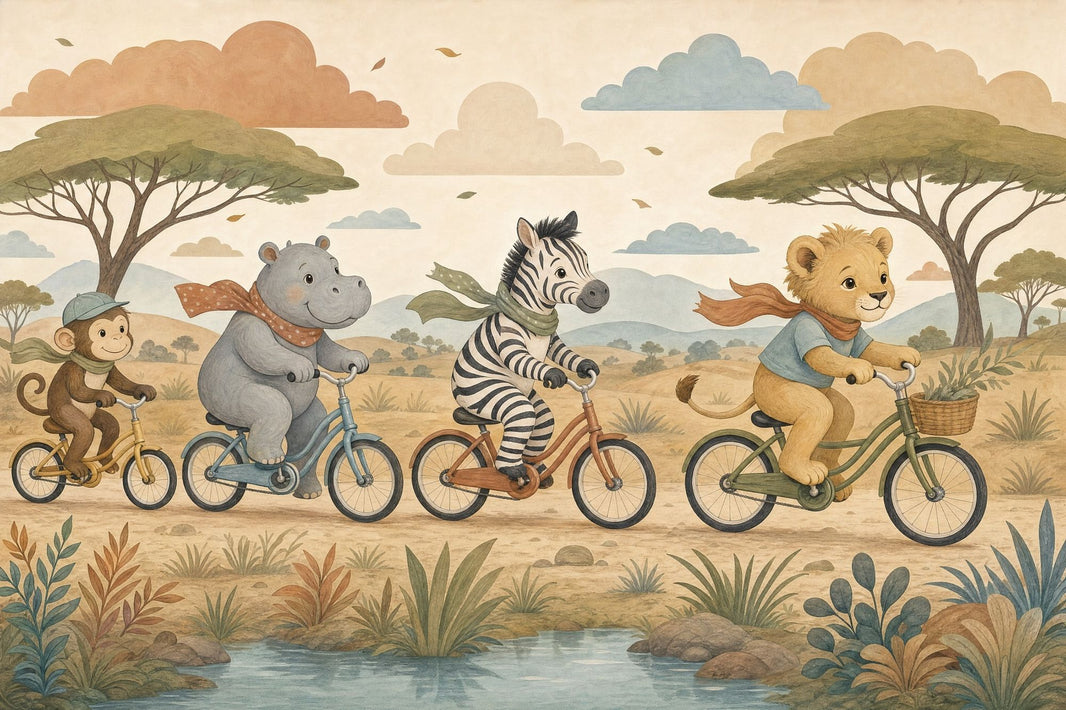 Watercolor Texture Wallpaper Safari Animals Savanna Landscape Removable Wall Decor pattern artwork