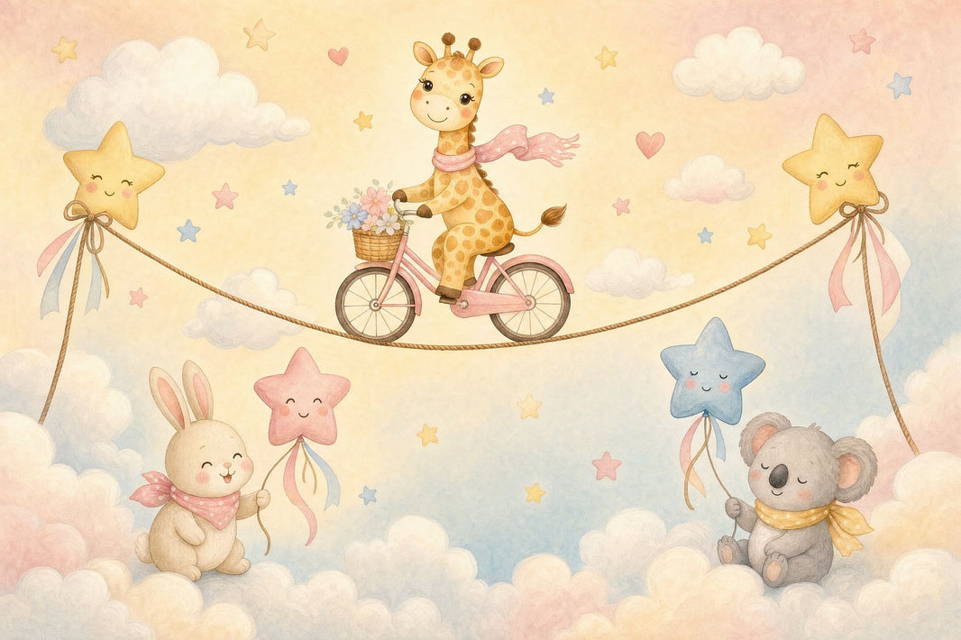 Watercolor Texture Wallpaper Pastel Nursery Cute Giraffe Wall Mural pattern artwork