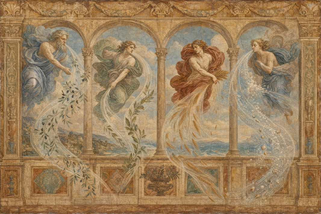Classical Fresco Wallpaper Renaissance Mural Arched Colonnade Wall Mural pattern artwork