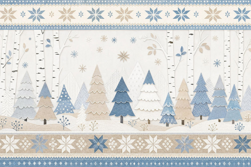 Winter Forest Wallpaper Scandinavian Birch Trees Removable Wall Decor pattern artwork