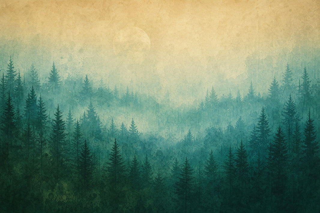 Misty Forest Wallpaper Watercolor Texture Misty Forest Wall Mural pattern artwork