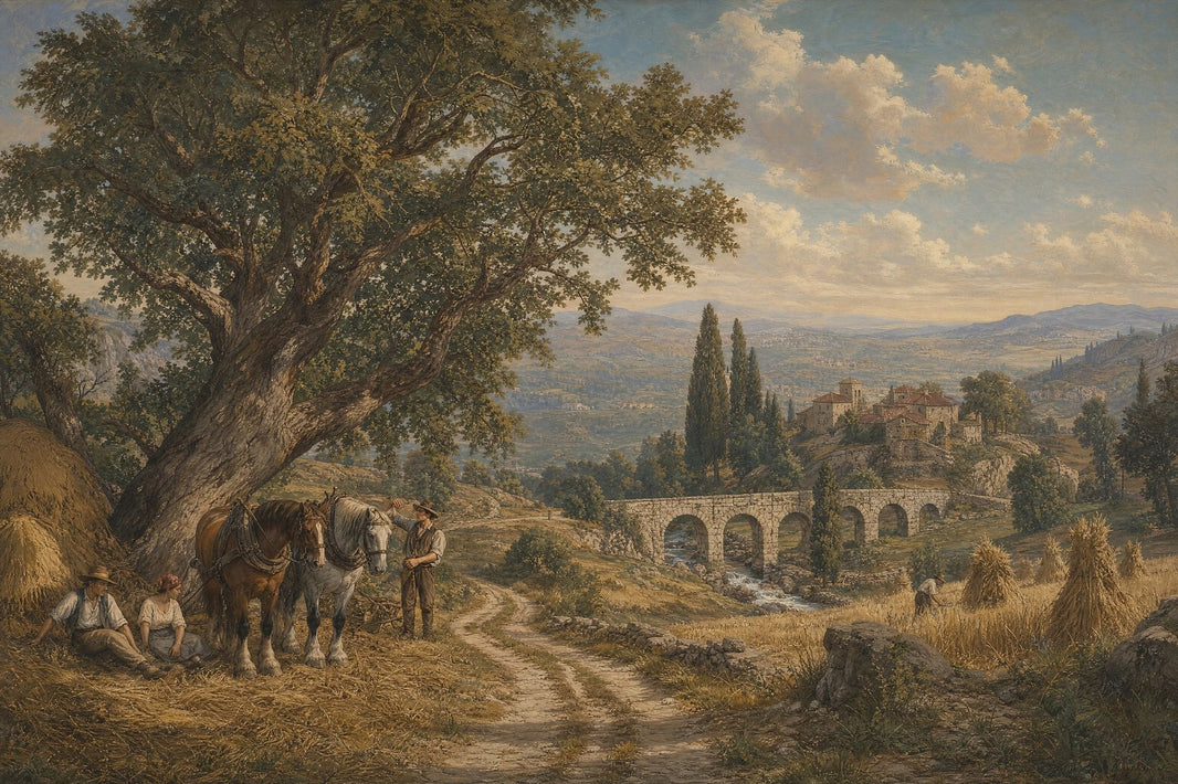 Pastoral Landscape Wallpaper Countryside Removable Stone Bridge Wall Decor pattern artwork