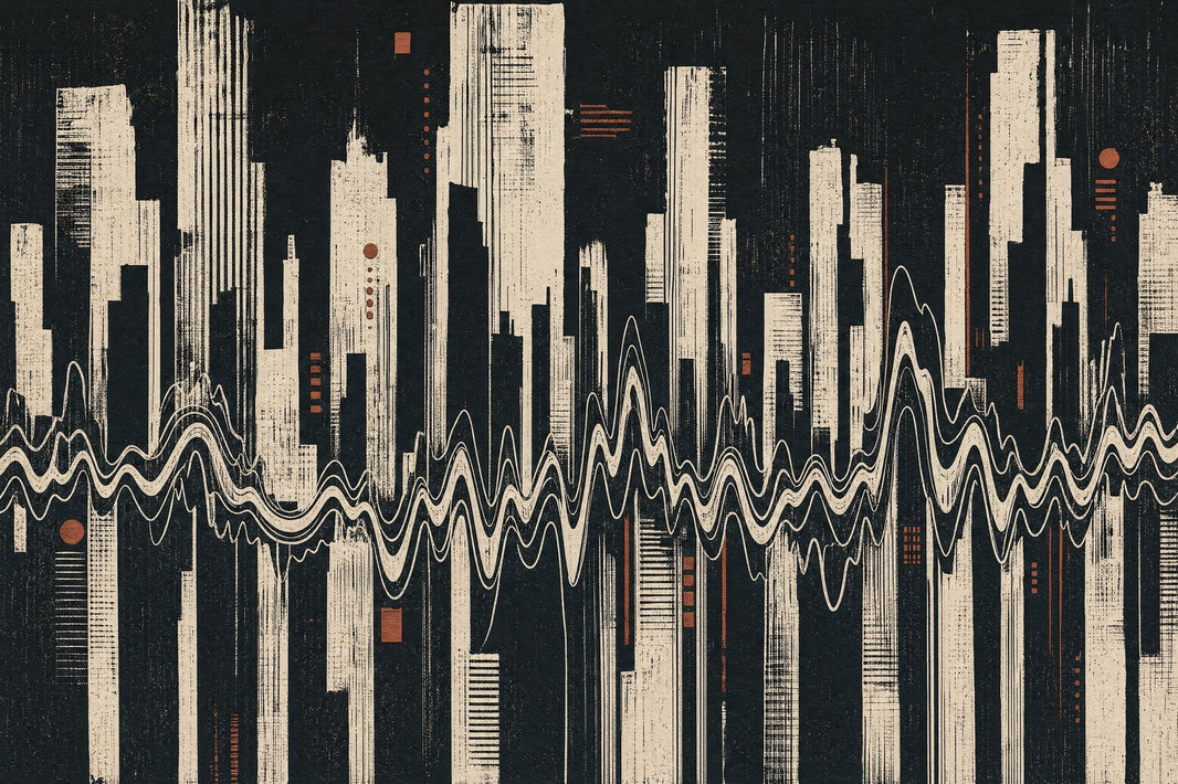 Dark Abstract Cityscape Wallpaper Modern Skyline Removable Geometric Skyscrapers Wall Decor pattern artwork