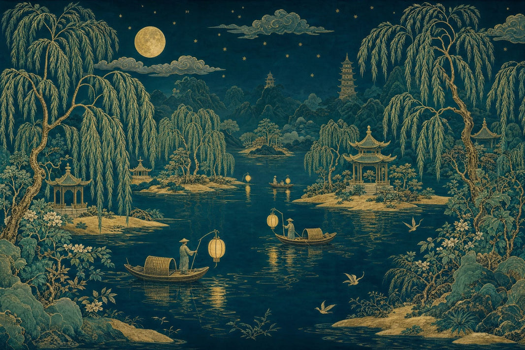 Muted Green Wallpaper Scenic Landscape Removable Wall Decor pattern artwork