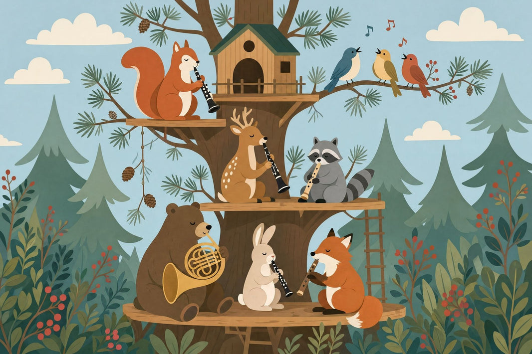 Treehouse Wallpaper Woodland Music Wall Mural pattern artwork