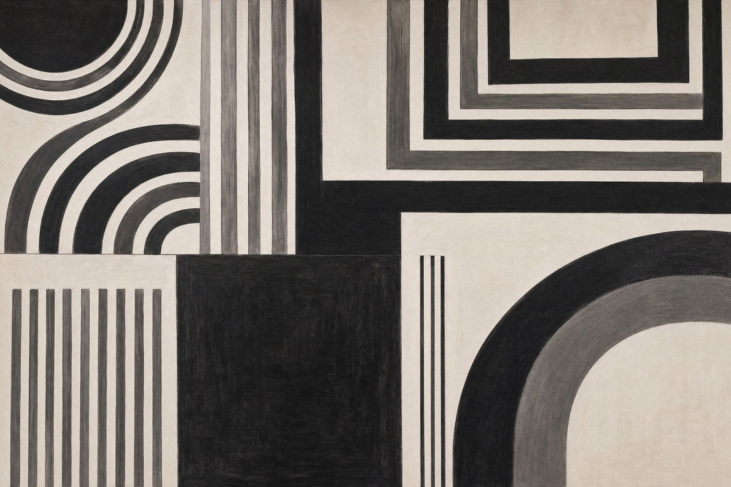 Abstract Geometric Wallpaper Bold Stripes Art Deco Inspired Removable Wall Decor pattern artwork