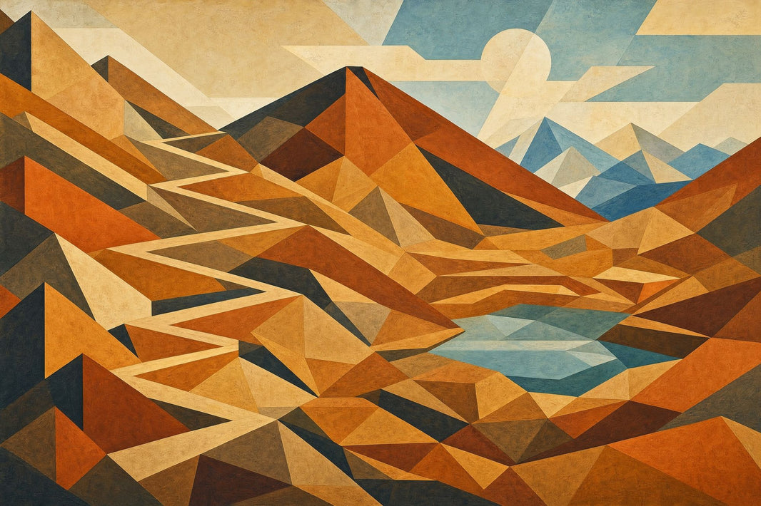 Mid Century Modern Wallpaper Geometric Landscape Removable Mountain Wall Decor pattern artwork