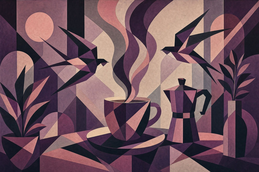 Geometric Abstract Wallpaper Art Deco Coffee Cup Removable Wall Decor pattern artwork