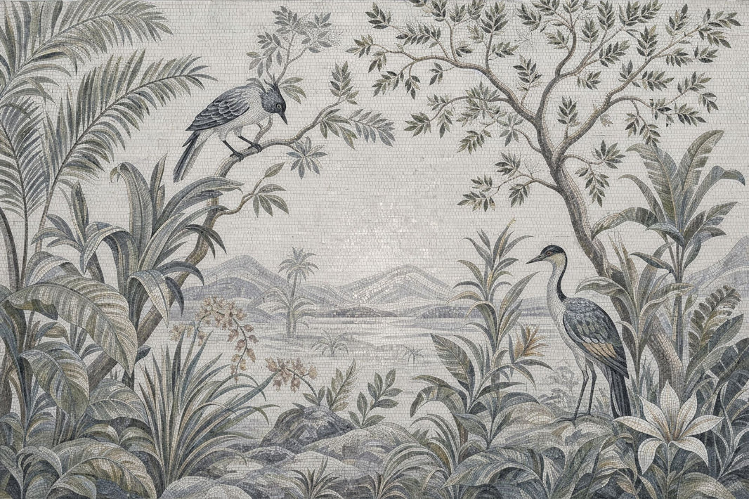 Scenic Landscape Wallpaper Tropical Jungle Removable Botanical Wall Decor pattern artwork