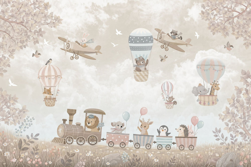 Beige Clouds Wallpaper Pastel Sky Watercolor Removable Wall Decor pattern artwork