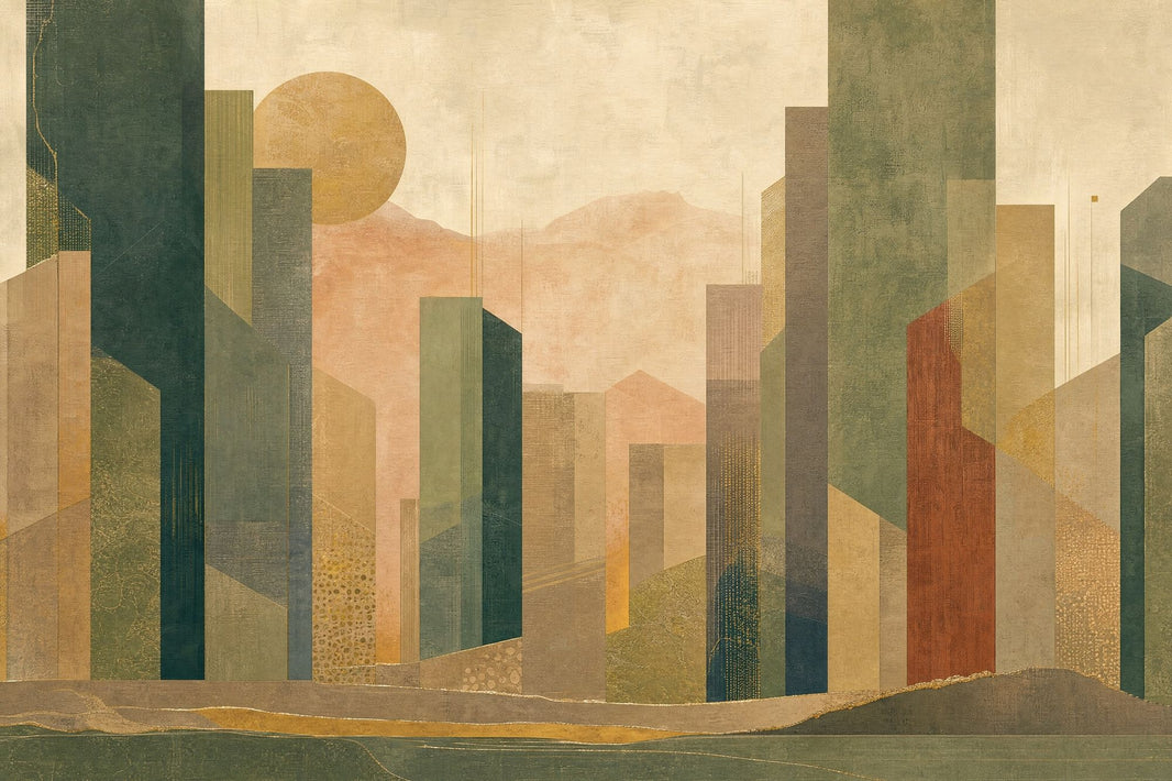 Muted Green Wallpaper Mid Century Modern Wall Mural pattern artwork