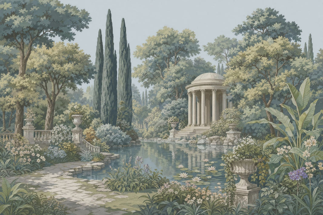 Neoclassical Temple Wallpaper Classical Garden Landscape Mural Removable Wall Decor pattern artwork