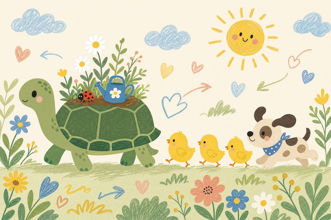 Kids Nursery Wallpaper Cute Animals Removable Turtle Wall Decor pattern artwork