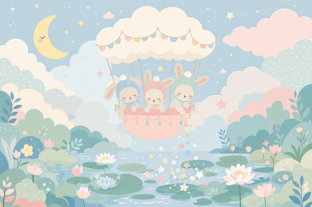 Hot Air Balloon Wallpaper Nursery Bunny Removable Wall Decor pattern artwork