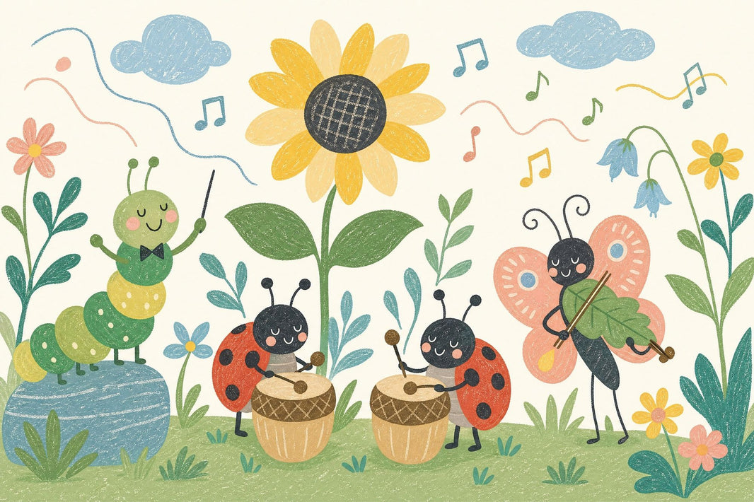Whimsical Garden Wallpaper Floral Cute Insects Removable Wall Decor pattern artwork