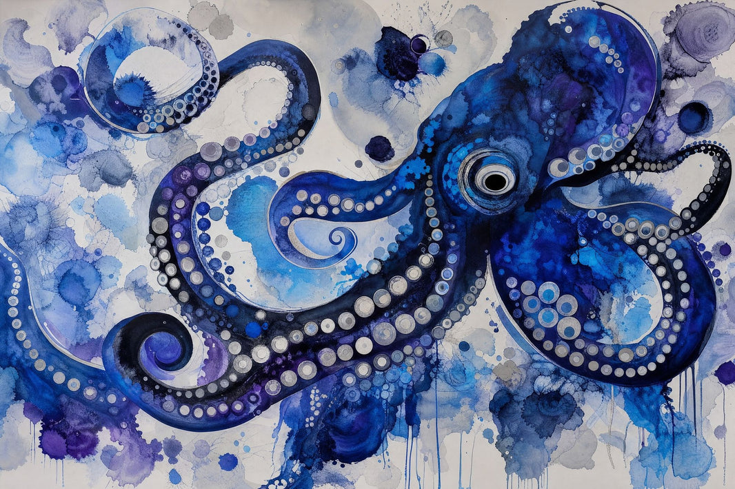 Octopus Wallpaper Watercolor Abstract Wall Mural pattern artwork