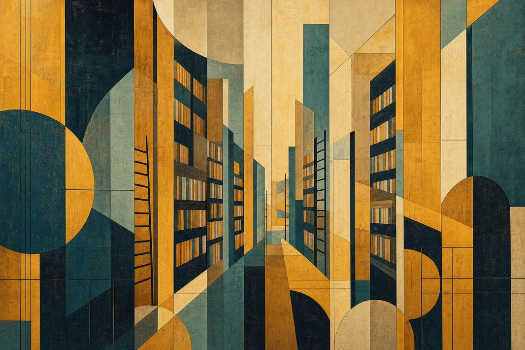 Geometric Cityscape Wallpaper Art Deco Removable Abstract Architecture Wall Decor pattern artwork
