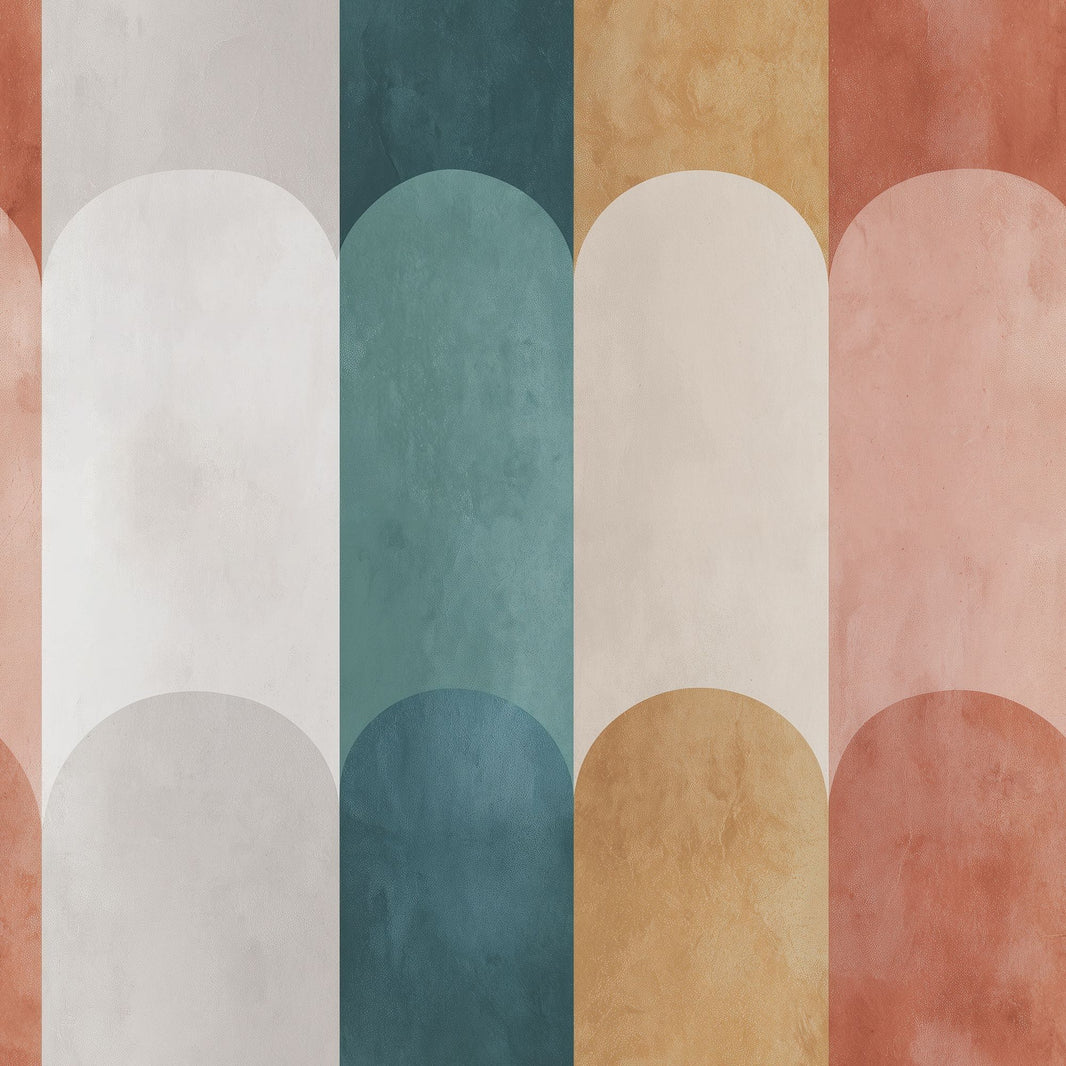Mid Century Modern Wallpaper Geometric Shapes Removable Abstract Wall Double Roll pattern artwork