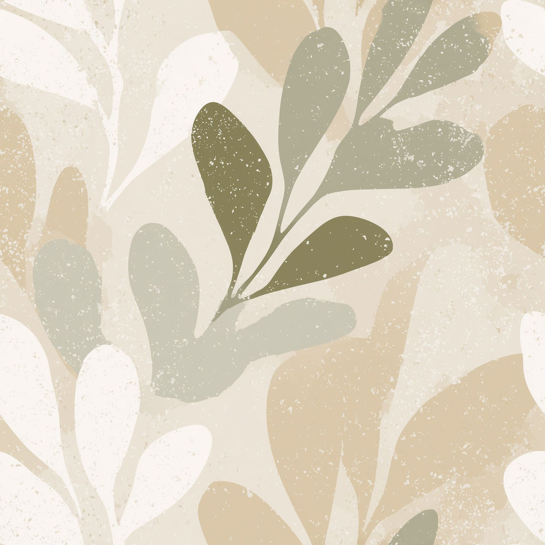 Botanical Wallpaper Abstract Leaves Neutral Beige Decorative Mural pattern artwork