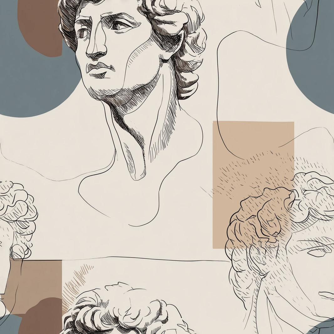 Line Art Wallpaper Geometric Shapes Greco Roman Decorative Mural pattern artwork