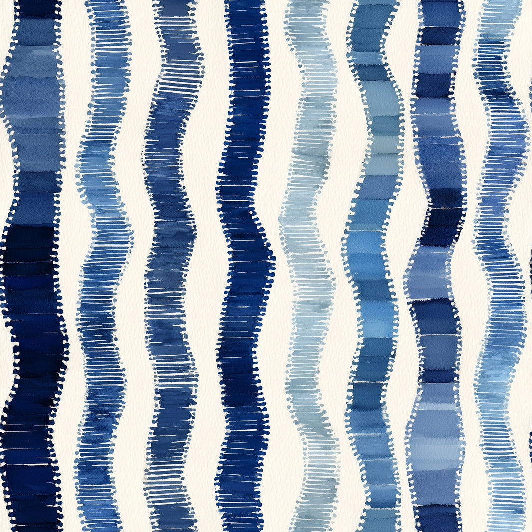 Blue Watercolor Stripes Wallpaper Abstract Wavy Vertical Bands Coastal Nautical Removable Wall Decor pattern artwork