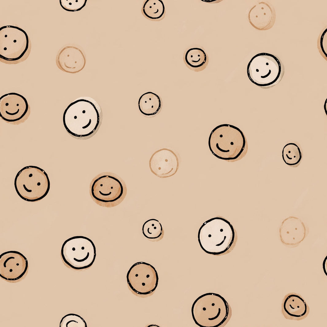 Smiley Faces Wallpaper Hand Drawn Watercolor Wash Decorative Mural pattern artwork
