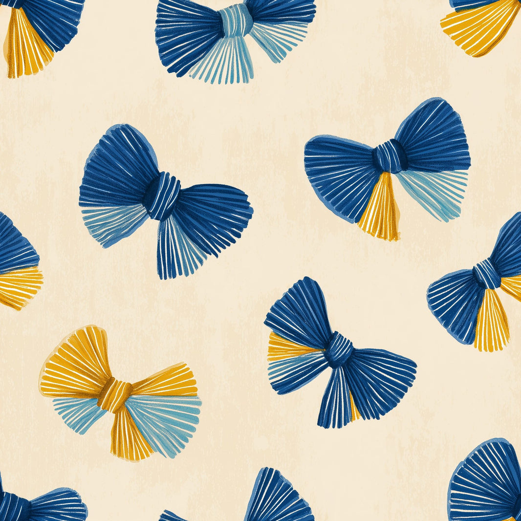Abstract Bows Wallpaper Navy Blue Removable Mustard Yellow Accents Wall Double Roll pattern artwork