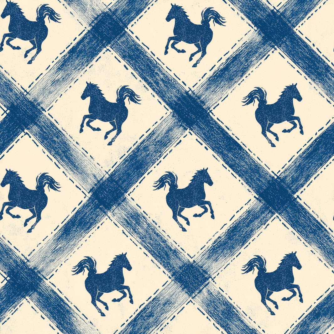 Equestrian Wallpaper Horse Silhouettes Geometric Diamonds Removable Wall Decor pattern artwork
